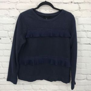 Brand New! Banana Republic Navy Ruffle Sweatshirt. Size Small.